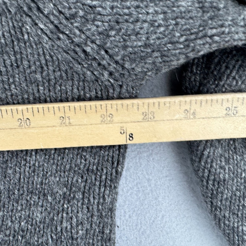 LL Bean Wool Sweater Mens Medium Gray Full Zip Flannel Lined Knit Mock Neck - Picture 12 of 14